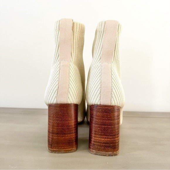 Steven New York Cream Ribbed Neta Stacked-Heel Sock Booties sz 8.5 - Picture 5 of 8